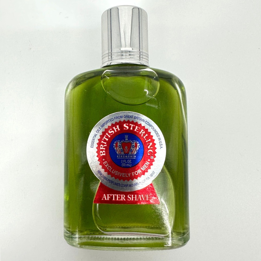 British Sterling‎ After Shave For Men 2 Fl Oz 59 Ml Glass Bottle Vintage Green